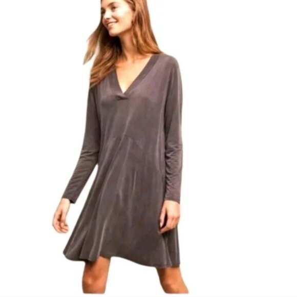 Anthropologie Dolan Left Coast Collection V Neck Dress Woman Size M Gray - Picture 1 of 9